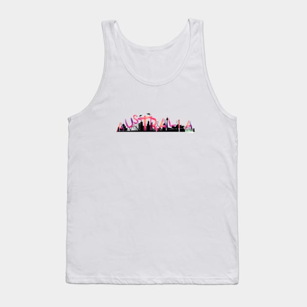 Australia Landmarks Watercolor letter Art - Pink lettering Tank Top by zoolos